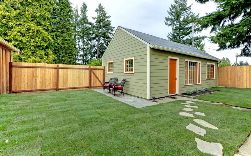 A beautiful backyard cottage built by Anchored Tiny Homes.