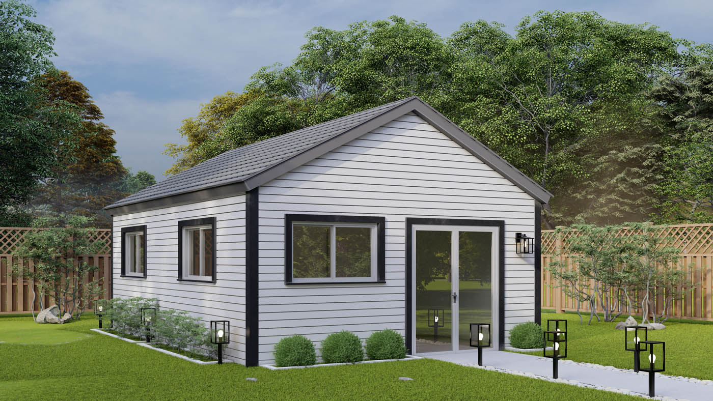 Anchored Tiny Homes of Southern New Hampshire B-450 1 bedroom ADU model.