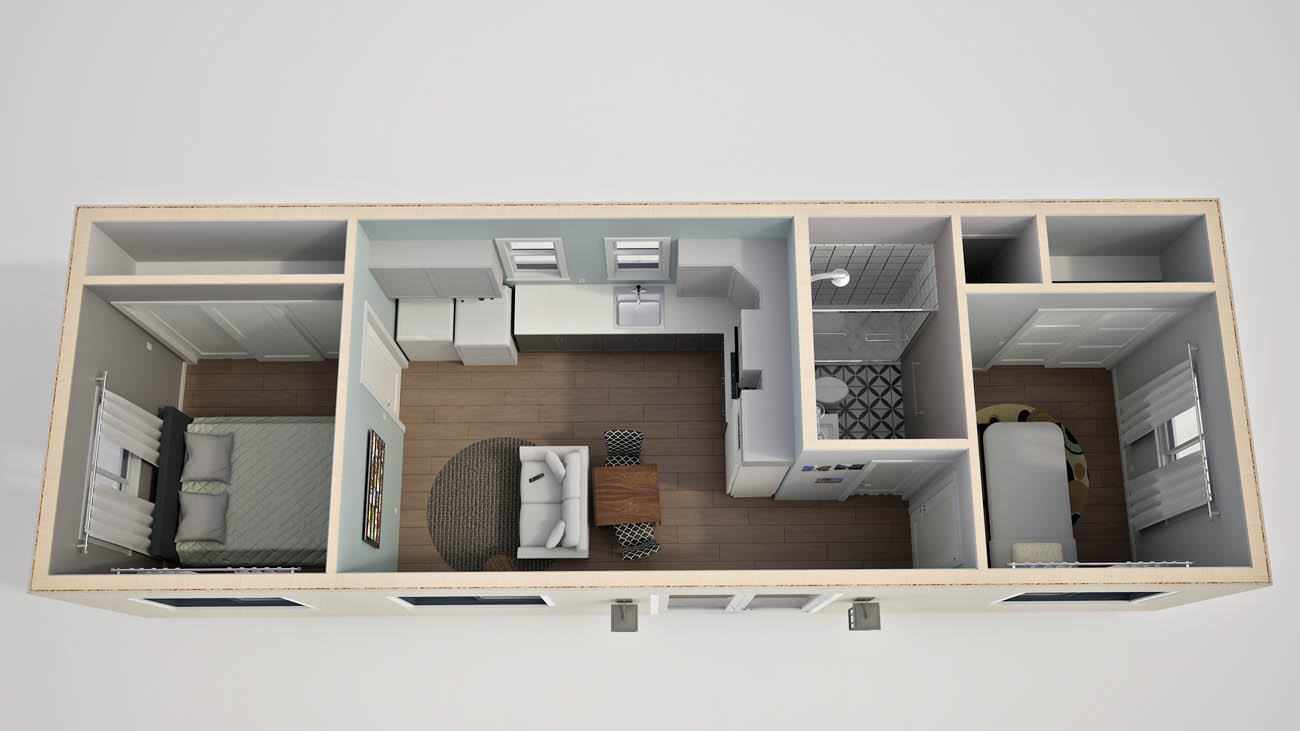 Anchored Tiny Homes Salt Lake City model C-535 3D floor plan.