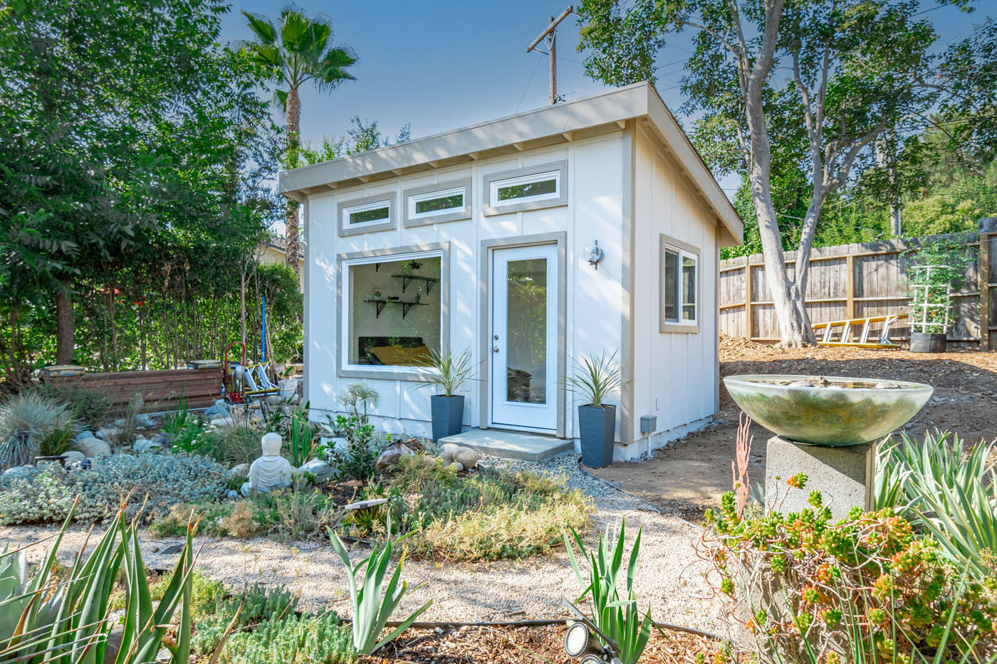 A beautiful small ADU built on a property perfect for an office space - learn more about Anchored Tiny Homes your expert backyard office contractors in Jacksonville, FL.